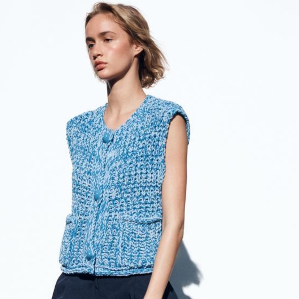 Zara chunky blue vest